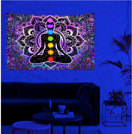 Chakra Healing Glow in the Dark Tapestry
